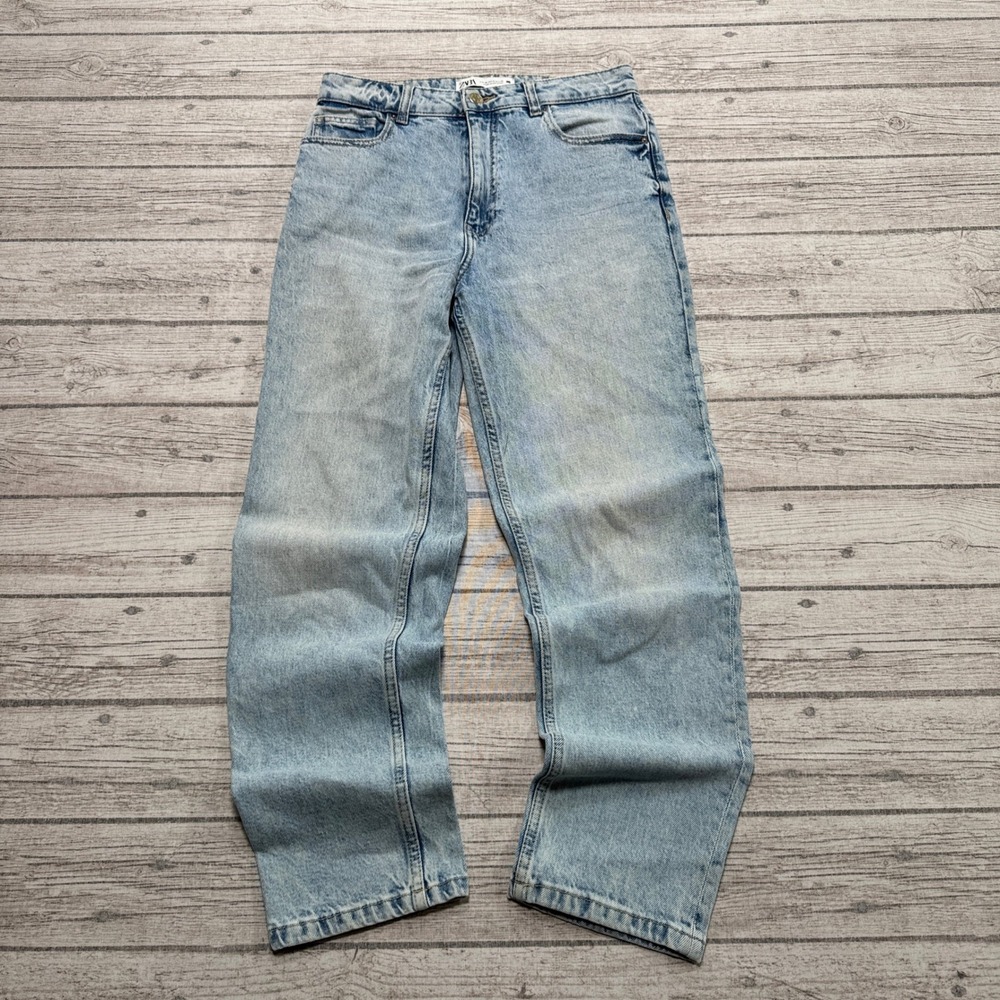 Zara Jeans Women's 6 Blue Light Wash High Rise Straight Leg Denim Cotton Classic